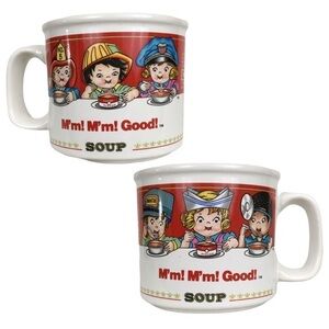 Vintage 1993 Campbell Soup Mug Bowl Kids Handle Nurse Doctor Policeman Graphics